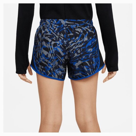 Nike Girls Dri-FIT Tempo Running Shorts Standard Fit Blue/Black Camouflage M - Picture 2 of 7